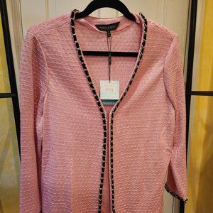 Ming Wang Pink Sweater Black & Gold Trim